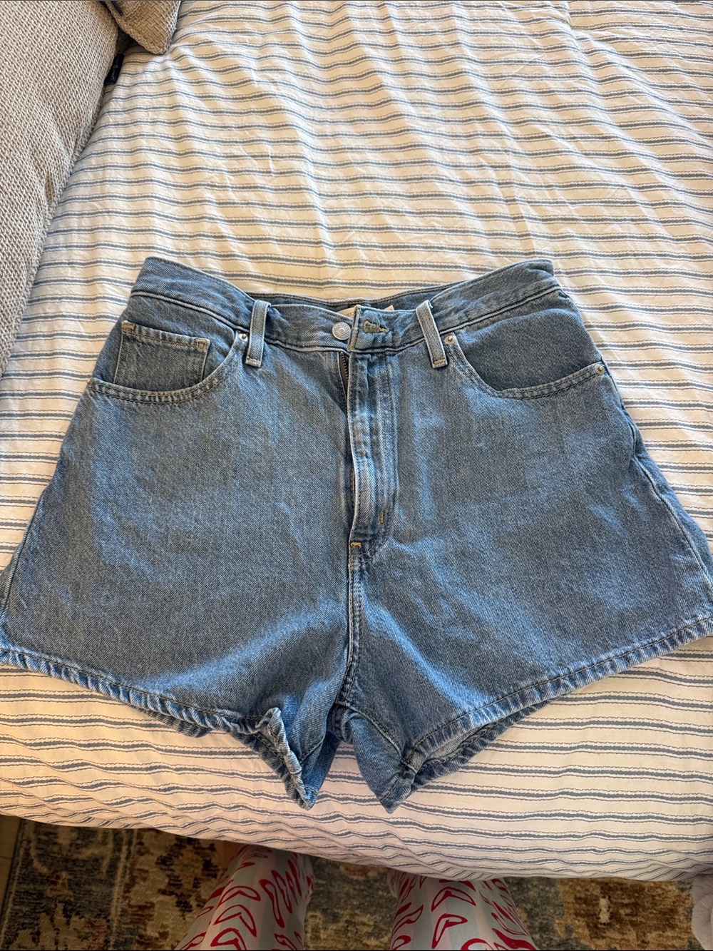 Levi's Light Blue High-Waist Mom Jean Shorts